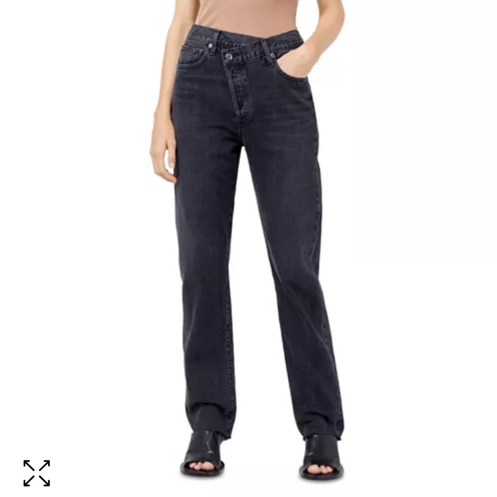 Black Agolde high waisted criss cross jeans